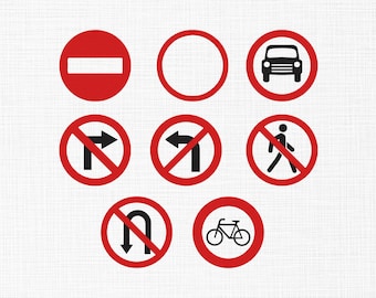 Traffic Sign Embroidery Design, Road Symbol Embroidery, Vehicle Sign Embroidery, Transport Traffic Sign Machine Embroidery Files, 7 Sizes