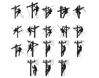 Diseño de bordado de liniero, bordado de máquina de electricista, bordado de trabajador de oficios, patrón de bordado de trabajador eléctrico, profesión, 6 tamaños