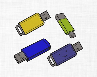 Flash Drive Set Embroidery Design, USB Flash Drive Embroidery Design, USB Thumb Drive Machine Embroidery Design Files, 6 Sizes