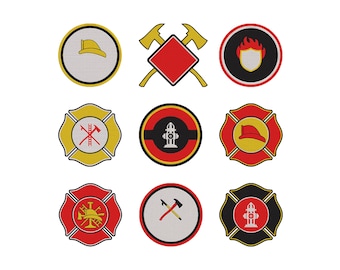 Diseño de bordado de bombero, cruz de Malta, hacha, logotipo del departamento de bomberos, parche del departamento de bomberos, archivos de bordado a máquina, 6 tamaños, descarga digital