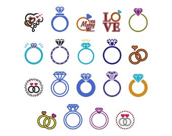 Rings Bundle Embroidery Design, Small Ring Machine Embroidery, Diamond Ring Embroidery, Wedding Embroidery, Engagement Embroidery, 6 Sizes
