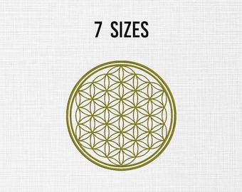 Diseño de bordado de la Flor de la Vida, mandala, geometría sagrada, símbolo de flor, diseño de bordado a máquina, archivo digital de descarga instantánea, 7 tamaños