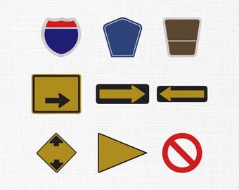 Road Sign Bundle Embroidery Design, Vehicle Sign Machine Embroidery Design Files, Transport Traffic Sign,Blank Interstate Road Sign, 6 Sizes