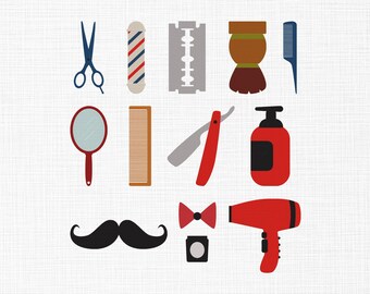Diseño de bordado de herramientas de barbería, diseño de bordado de barbería, archivos de diseño de bordado a máquina de espejo de tijera de poste de barbero, 6 tamaños
