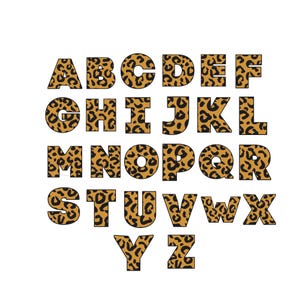 Leopard Print Alphabet Embroidery, Wild Cat Pattern Font, Leopard Print Monogram Embroidery Design Letter A to Z, 6 Sizes(Digital Download)