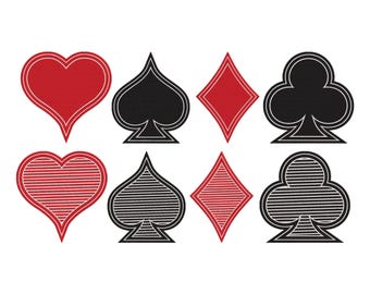 Card Icons Bundle  Embroidery Designs, Play Card Icons Machine Embroidery Design, Game Embroidery, Playing Cards Embroidery, 6 Sizes