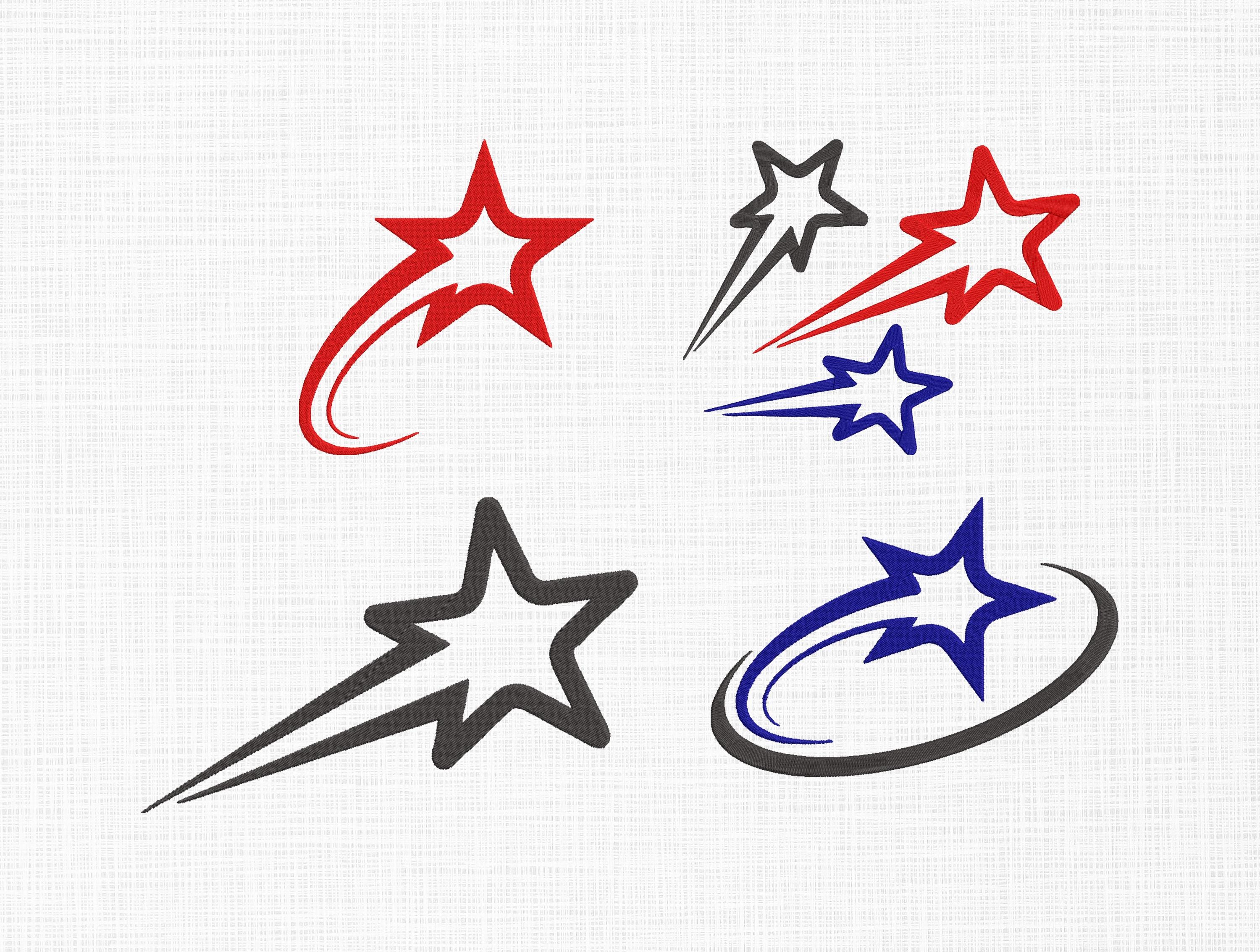Shooting Star Embroidery Design, Shooting Star Silhouette Applique ...