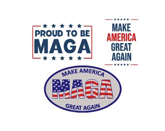 Make America Great Wieder Set Stickdatei, Maschinenstickdatei, 5 Größen, Maschinenstickdatei, 5 Größen