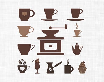Kaffee Set Stickdatei, Kaffeetasse, Kaffeetasse, Kaffeetasse, Kaffeetasse, Kaffeetasse, Kaffeetasse, Kaffeebecher, Stickmuster in 6 Größen