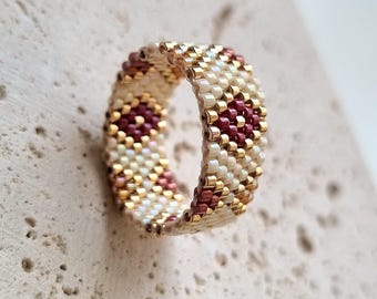 Amberlicht minimaal Peyote-ringpatroon – Miyuki Delica 11/0-kralen – digitale pdf-tutorial – herfstcollectie