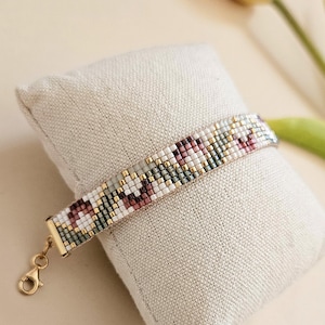 Mönster för Loom-armband - Mönster för tulpanpärlarmband i PDF-format – Miyuki Delica 11/0 – Armband med blompärlor – Alira