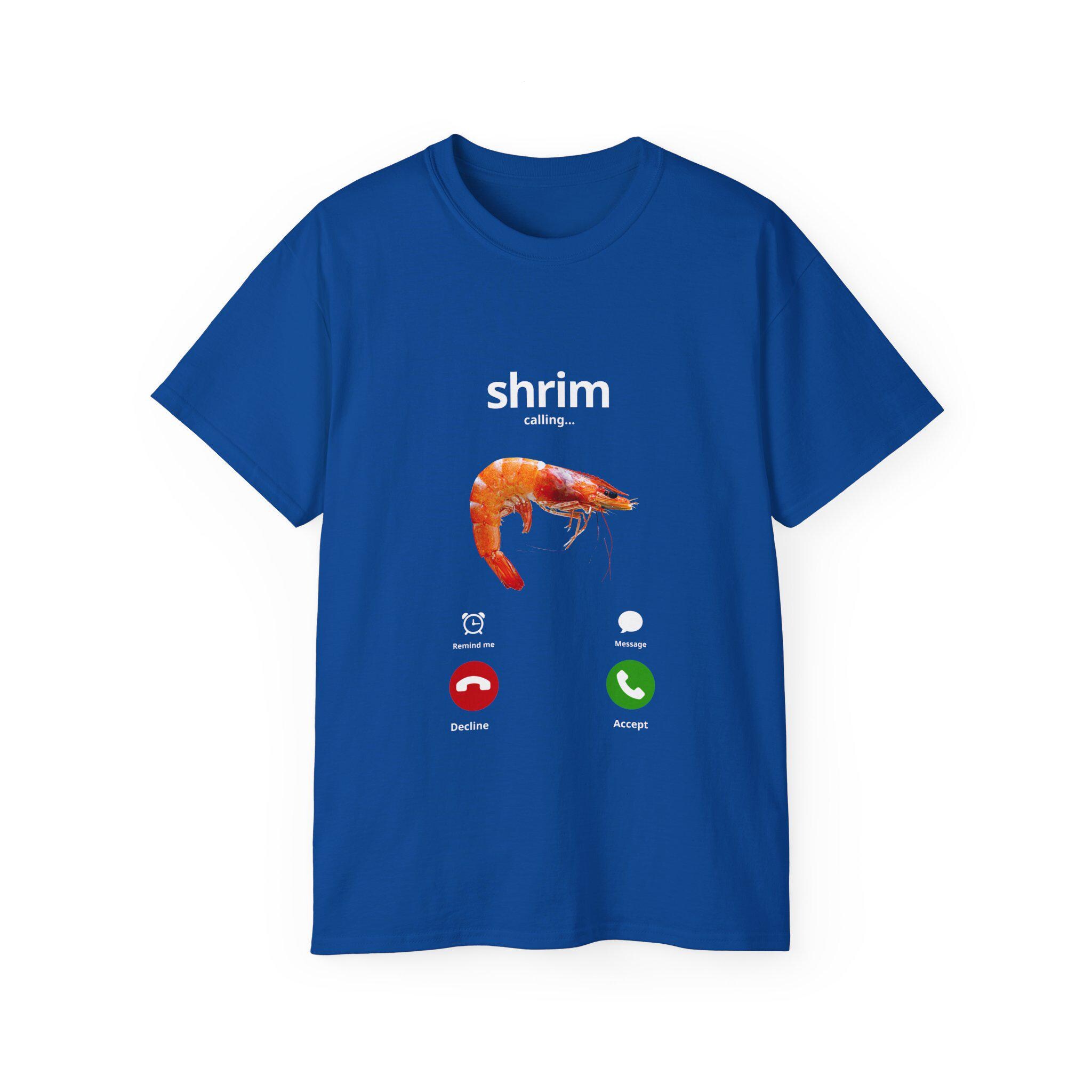 Shrimp Phone Call Tee, Fun Graphic T-shirt, Quirky Gift for