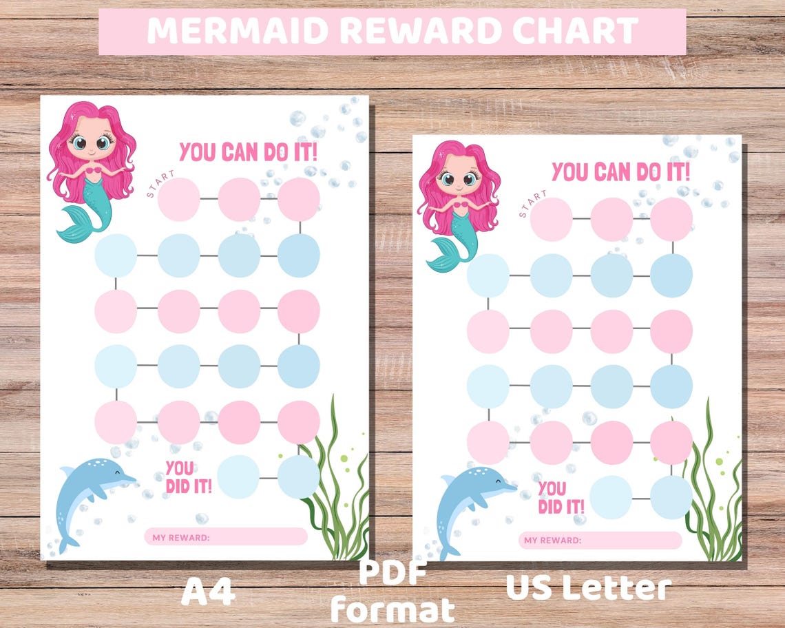 Mermaid Reward Chart Set: Kids Printable Chore Tracker (PDF) - Etsy