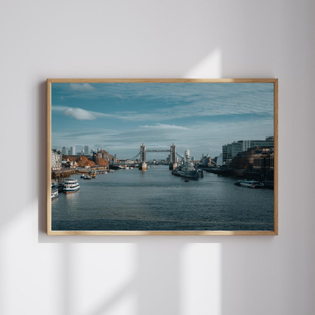 Thames View Text Tower Bridge and River Thames View: London Wall Art Photography Print ...