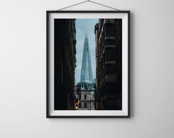 The Shard Framed by Alleyway: Unframed London Photography Wall Art Print