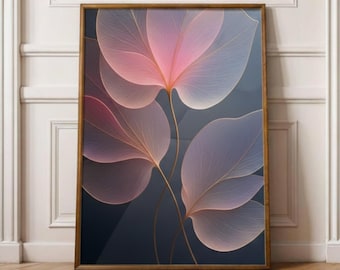 Sheer Flower Art Print | Pink Purple Botanical Decor (Digital Download)