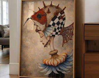 Surreal Chess Art Print – Steampunk Fantasy Wall Decor, Intellectual Home Design, Unique Gift Idea
