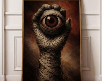 Surreal Eye Wall Art – Dark Gothic Symbolism Painting for Modern Decor, Halloween Aesthetic