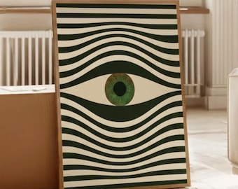 Abstract Eye Wall Art | Minimalist Optical Illusion Print | Modern Geometric (Digital Download)
