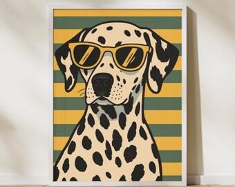 Retro Dalmatian Sunglasses Print | Mid Century Modern Dog Art (Digital Download)