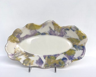 Small Oval Tray with Chartreuse and Blue