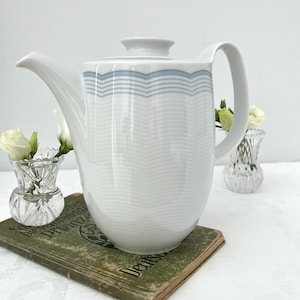 Cafetera Arzberg Swingline Cloud – Porcelana vintage con estampado de olas azules