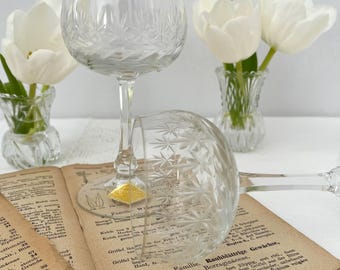 2 Villeroy & Boch Treviris Kristallgläser – handgeschliffen – echt Kristall – Vintage Likörgläser mit Sternschliff – Midcentury Glas