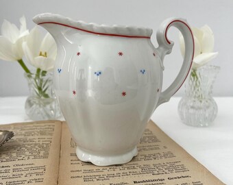 Ateliers allemands Richard Porcelain Weissenstadt – pot à lait ancien – décor floral rouge et bleu – style vintage bavarois années 1930/1940