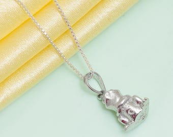 Sterling Silver Frog Pendant Necklace, Animal Jewelry