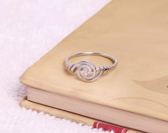 Sterling Silver Spiral Swirl Ring, Geometric Circle Rings for Women, Minimalist Jewelry, Gifts