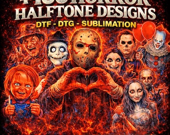 160 Horror Halftone PNG Designs – DTF, DTG & Sublimation | DigitalDownload