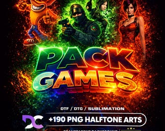 190+ Game Halftone PNG Bundle | Gaming Designs | Transparent Background | High Quality | Instant Download