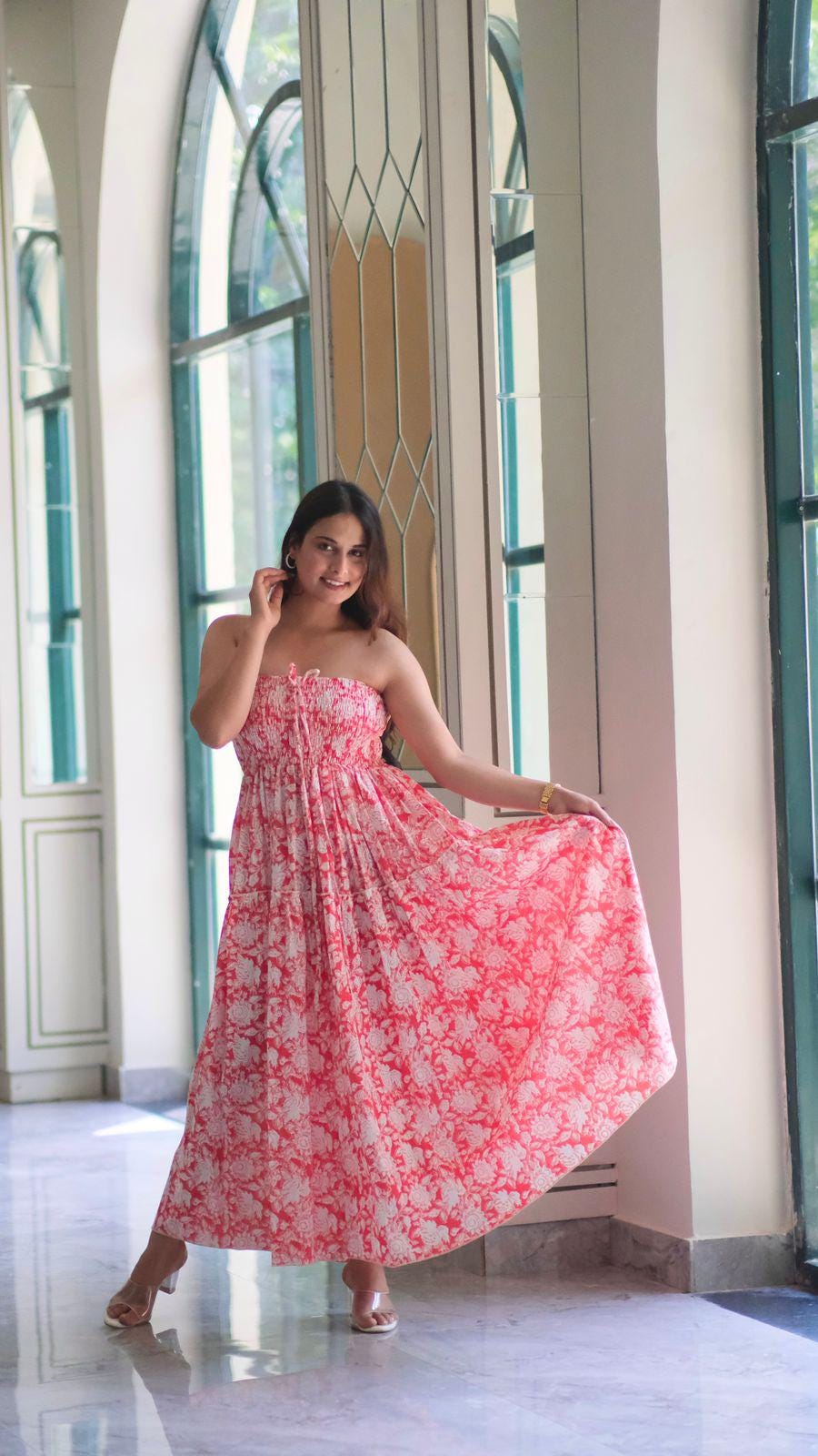 green emerald velvet dress Tube Top Flowy Maxi Dress – Ella Where She Shops main image 1