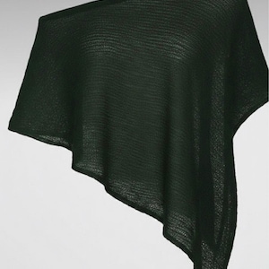 Poncho/Capa de yute de algodón verde – Chal asimétrico transparente, prenda estilo boho para festivales, pareo ligero de verano - Top de poncho ligero