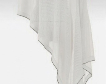 White Asymmetrical Cotton Hemp Poncho | Lightweight Boho Wrap Top | One Shoulder Shawl | Natural Summer Poncho | Resort Wear