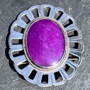 Vintage Sugilite and Sterling Silver Taxco Brooch and Pendant