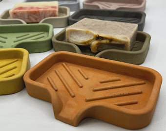 Handcrafted Concrete Soap Dish: Modern Bathroom Accessory