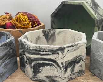 Octagon Concrete Bowl: Marbled Entryway Tabletop Decor