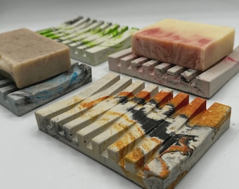 Handmade Concrete Soap & Sponge Dish: Minimalist Bathroom Accessory