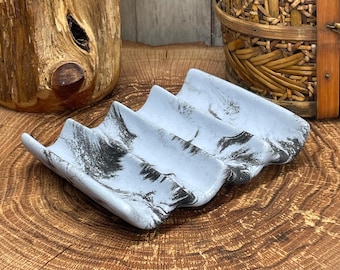 Handcrafted Concrete Soap Dish: Self Draining Design Bathroom Accessory