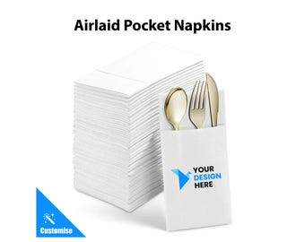 Custom Luxury Airlaid Pocket Napkins | Dinner 1/8 Fold | Branded | Weddings | Corporate Events | Restaurants & Cafes | 5 Star Hotels