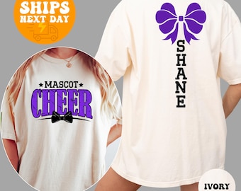 Personalized Cheer Mascot Shirt, Team Name Cheer Squad Tee, Megaphone Cheer Shirt, Cheer Mom Name Shirt, Custom Cheer Gift