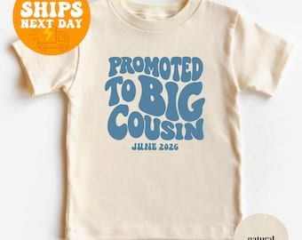 Promoted to Big Cousin Shirt, Groovy Retro Cousin Tee, Custom Date Family Shirt, Big Cousin Gift
