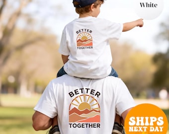Better Together Sunset Shirt, Dad Son Retro Landscape Tee, Matching Family T-Shirt, Father Son Mini Me Gift, Father's Day Tee