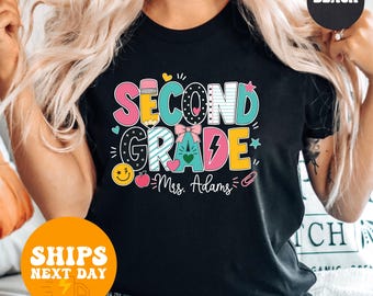 Comfort Colors Personalized 2nd Grade Teacher Shirt, Custom Name Teacher Tee, Second Grade Teacher Shirt, Back To School Gift