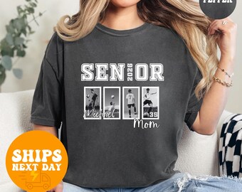 Camiseta personalizada para mamá de jugador de fútbol americano senior 2026, camiseta con foto personalizada del jugador, camiseta con nombre y número de mamá de fútbol americano, regalo para la noche de los seniors