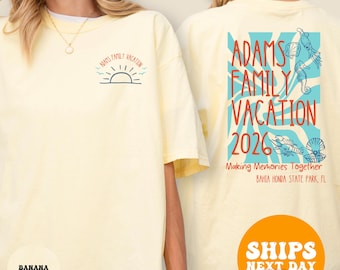Custom Beach 2026 Family Vacation Shirt, Personalized Family Beach Tee, Matching Summer Vacation T-Shirt, Tropical Island Gift