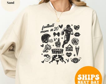 Custom Football Mom Sweatshirt, Personalized Football Name & Number Hoodie, Football Mama Pullover, Game Day Gift