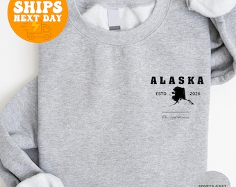Sudadera de Alaska, Sudadera con capucha vintage de Alaska, Sudadera retro con orgullo estatal, Regalo de viaje a Alaska, Amante de la naturaleza
