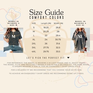 a women's size guide for comfort colors